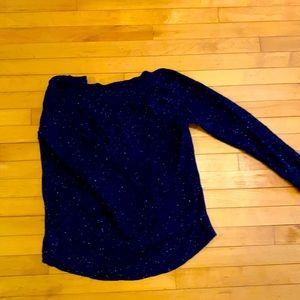 LOFT Outlet Navy Flecked Boatneck Sweater Size L